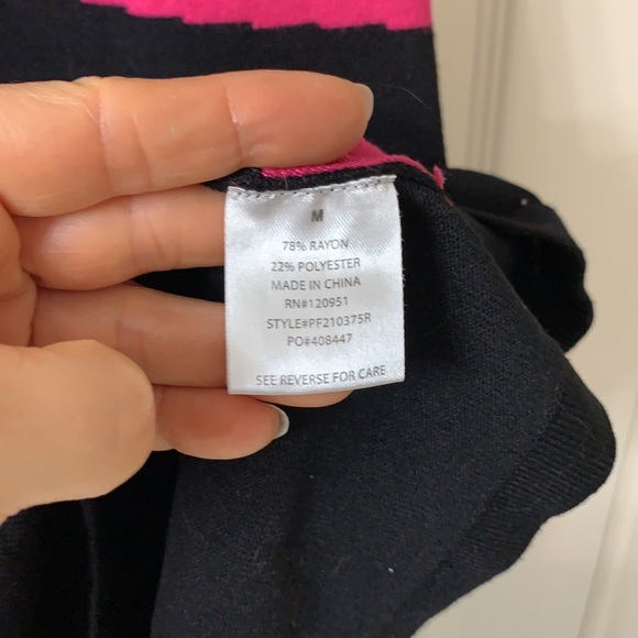 🌷3 for$20🌷Pink Rose, US M, Black & Pink Stripe Short Sleeve Bow Cut Out Dress - Picture 7 of 8